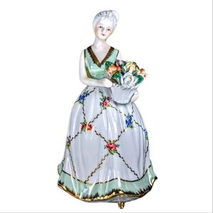 KPM Vintage Lady Porcelain Figurine Floral Hand Painted